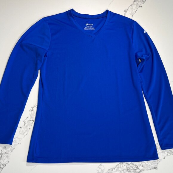 ASICS - Women's Ready Set Long Sleeve V neck TShirt - New Blue - Size XL - Picture 2 of 11